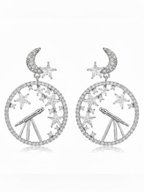 Starry Night Silver CZ Earrings
